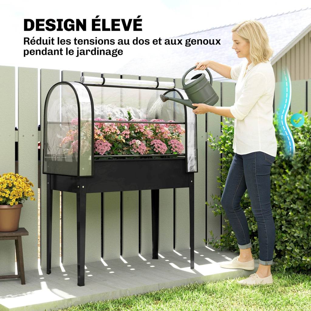 Potager da giardino con serra ¨C zephmum ¨C 100x49x136 nero