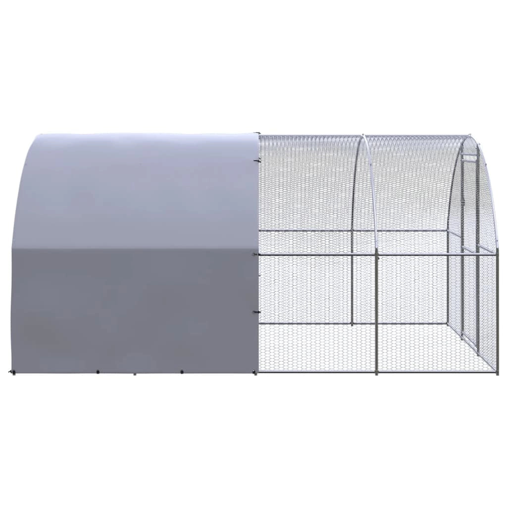 Pollaio/recinto/gabbia per polli da esterno 3 x 4 x 2 m acciaio zincato argento 02_0044012