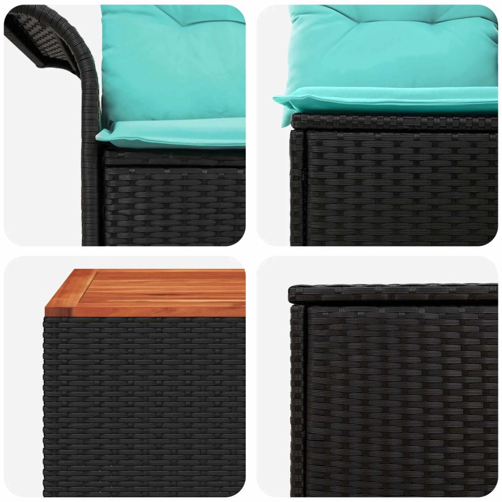 Set di divani 6 pcs 4-Numero di posti Nero e Blu 3447075