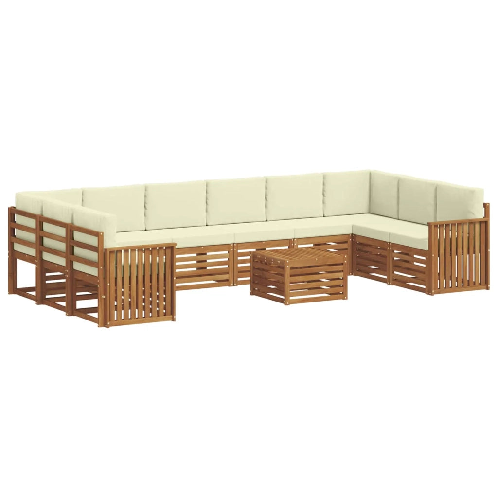 Set di divani da esterno 11 pz Naturale e Crema 3375595