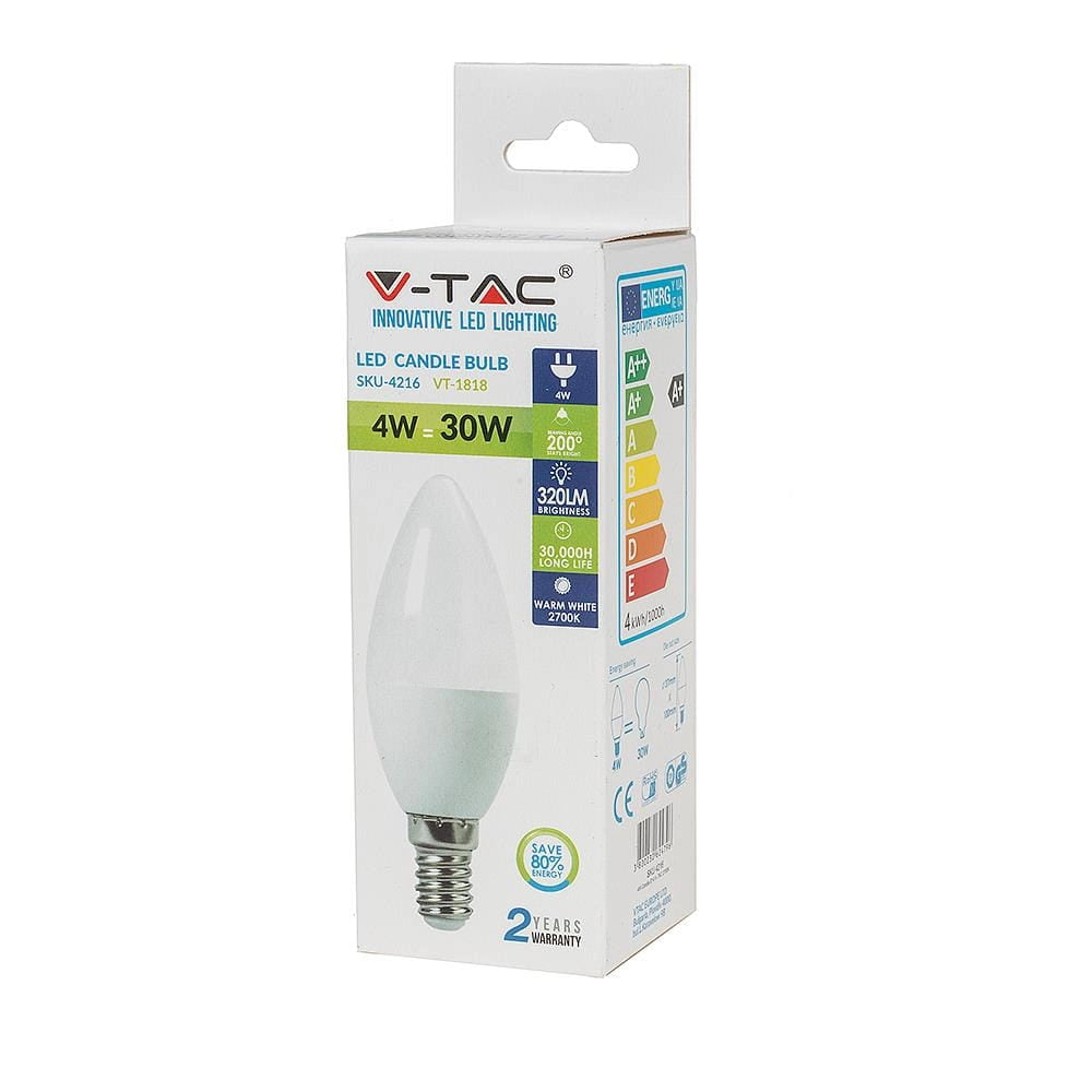 V-TAC lampadina LED 4W E14 candela neutra 4000K 320lm