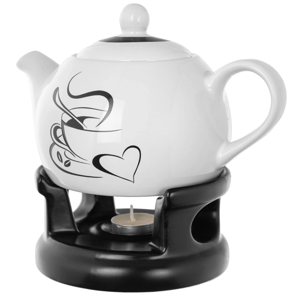 Teiera KADAX con scaldavivande, 1 litro, in ceramica, ideale come regalo.