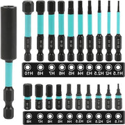 Bitset Premium con 20 bit per trapano a 20 mm per trapano a batteria | Bitset a sezione esagonale con estensione di bit | 1/4 pollice | Bit per trapano a percussione H15/2/25/3/35/4/5/6/8/10 | Lunghezza 25 + 60