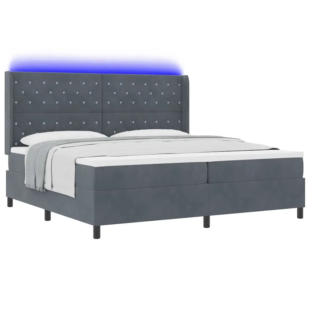 Letto a molle con materasso Grigio scuro 200 x 200 cm Velluto 3343833