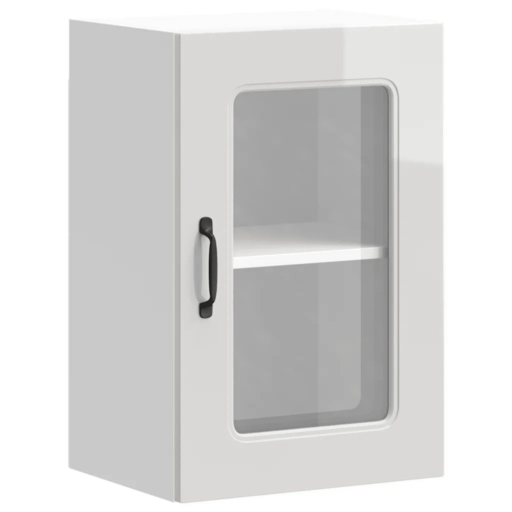 Pensile da Cucina con Porta in Vetro Kalmar Bianco Lucido