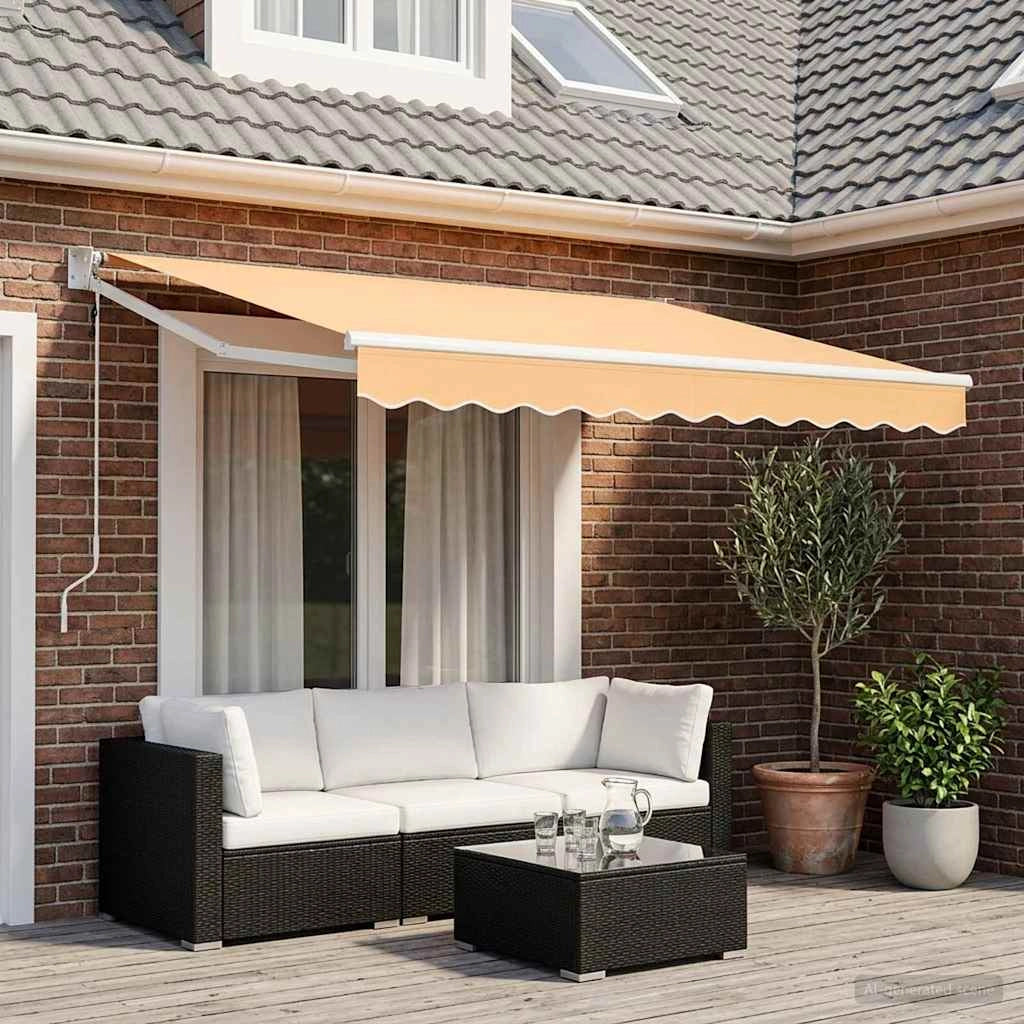 Tenda retrattile Sabbia 3,5 x 2 m Poliestere e Metallo 3425692
