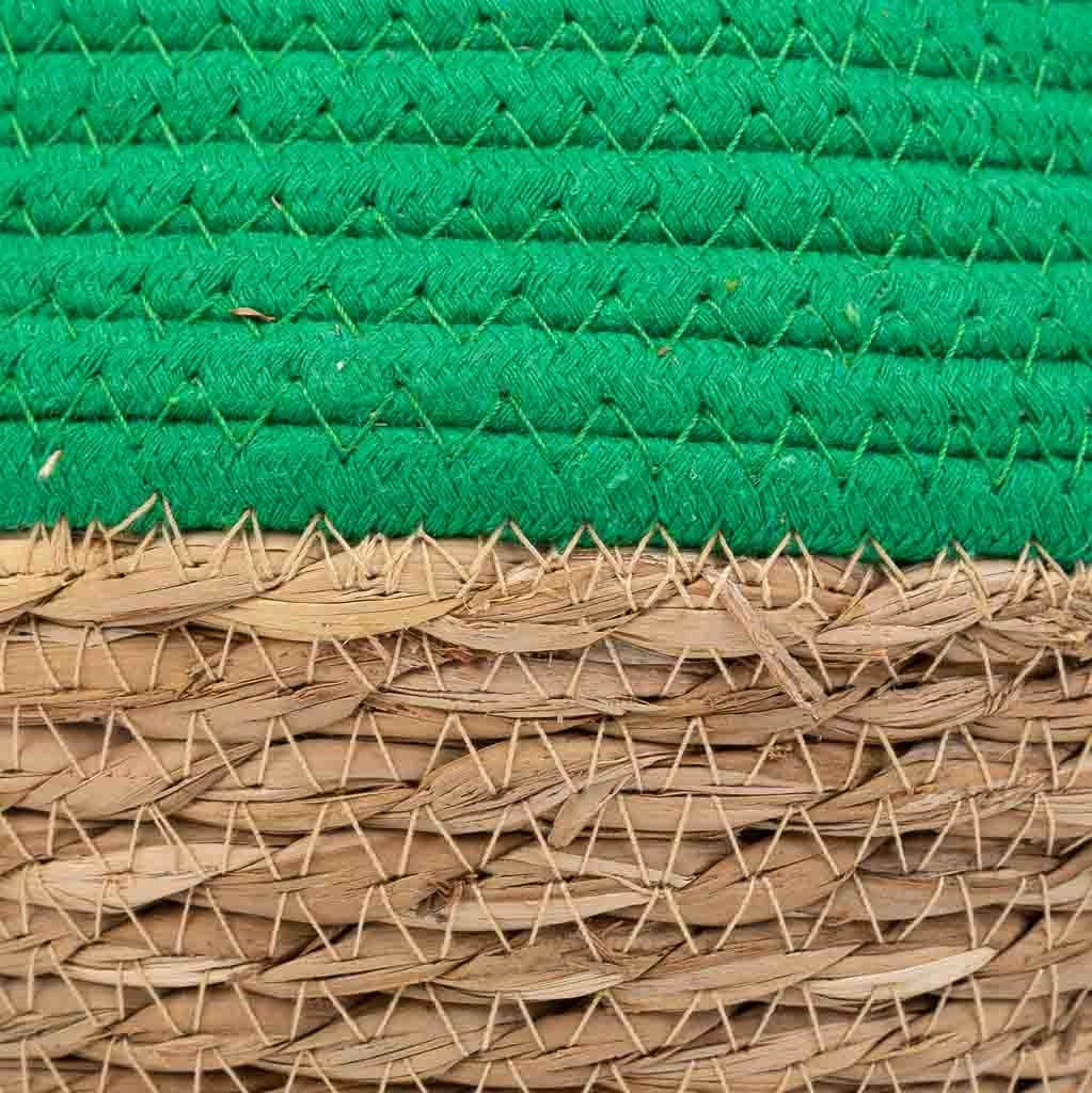 Cesto in fibra naturale e cotone verde d18x13/16,5h