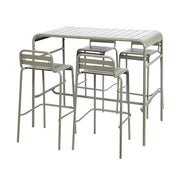 Set tavolo alto da giardino in acciaio con 4 sgabelli, 120cm, verde