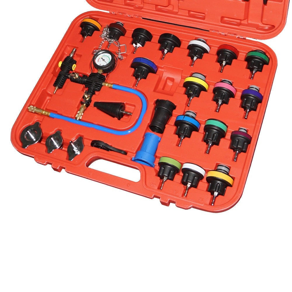 Trade Shop - Kit Tester Di Pressione Spurgo Prova Ricarica Radiatore Test Universale 27 Pezzi -