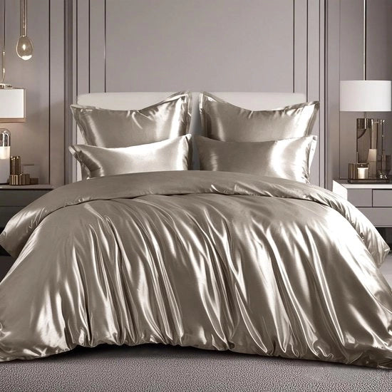 Set di coperte da letto 3 pezzi, 200x200 cm, set di coperte da letto in seta, 80x80 cm, coperte da cuscino in seta, materiale lucido, comodo per capelli e pelle.