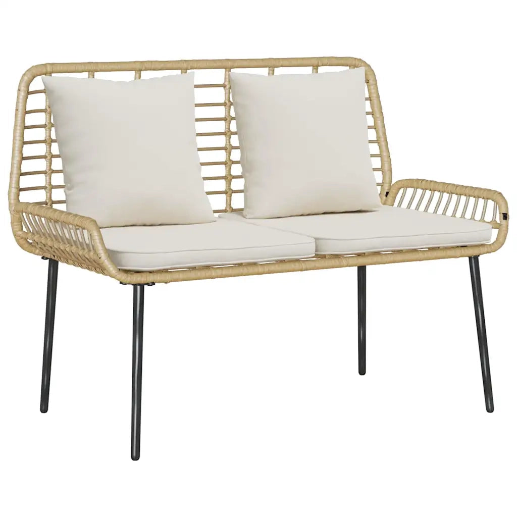 Set da Pranzo per Giardino 3 pcs Marrone e Crema polyrattan 42010361