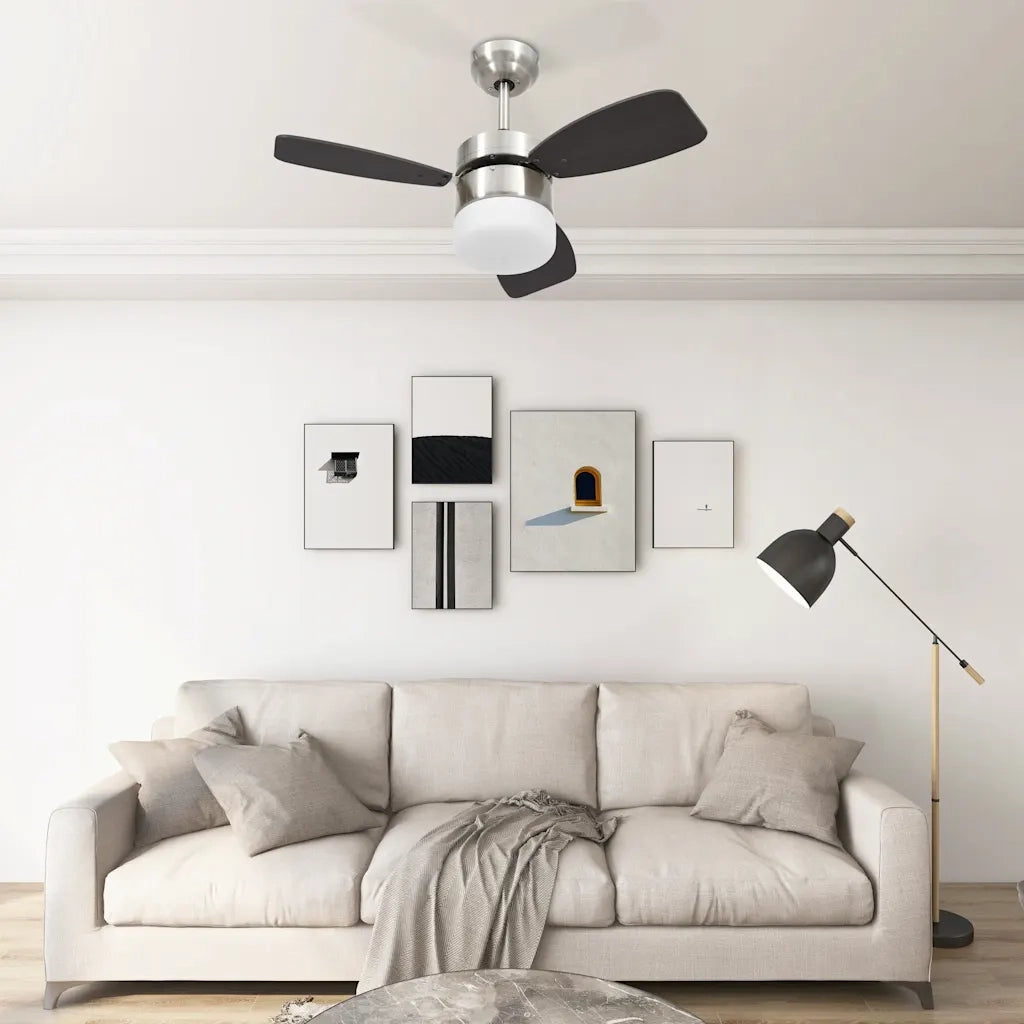 Ventilatore Soffitto con Luce e Telecomando 76 cm Marrone Scuro CFW1316372