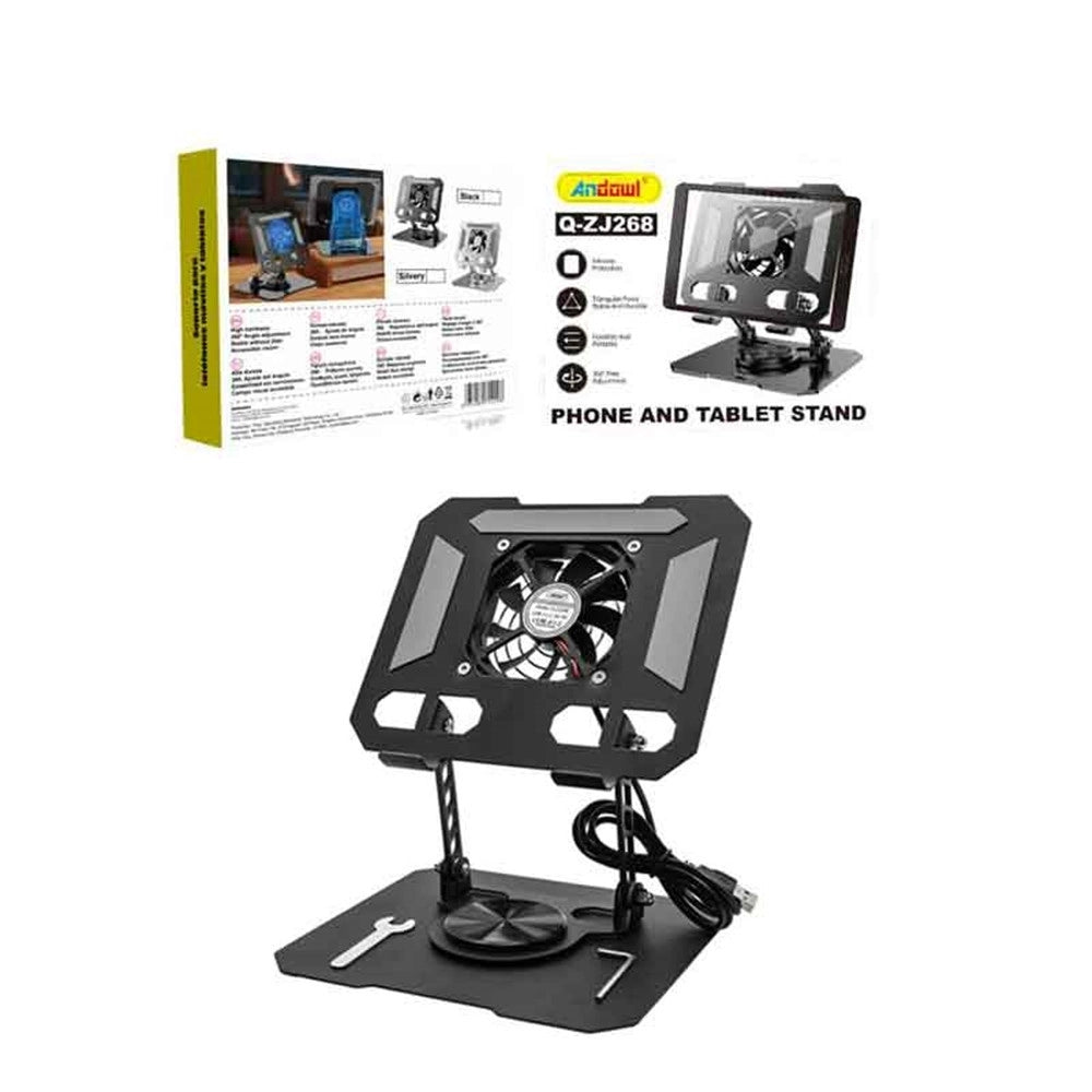 Trade Shop - Supporto Regolabile Per Smartphone Tablet Con Ventola Raffreddamento Rotazione 360° Q-zj268 -