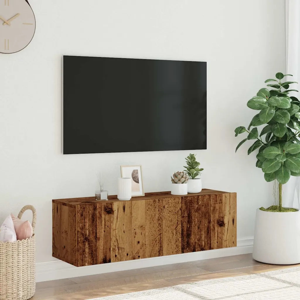 Mobile TV a Parete Legno Antico 100x30x30 cm in Truciolato 856018