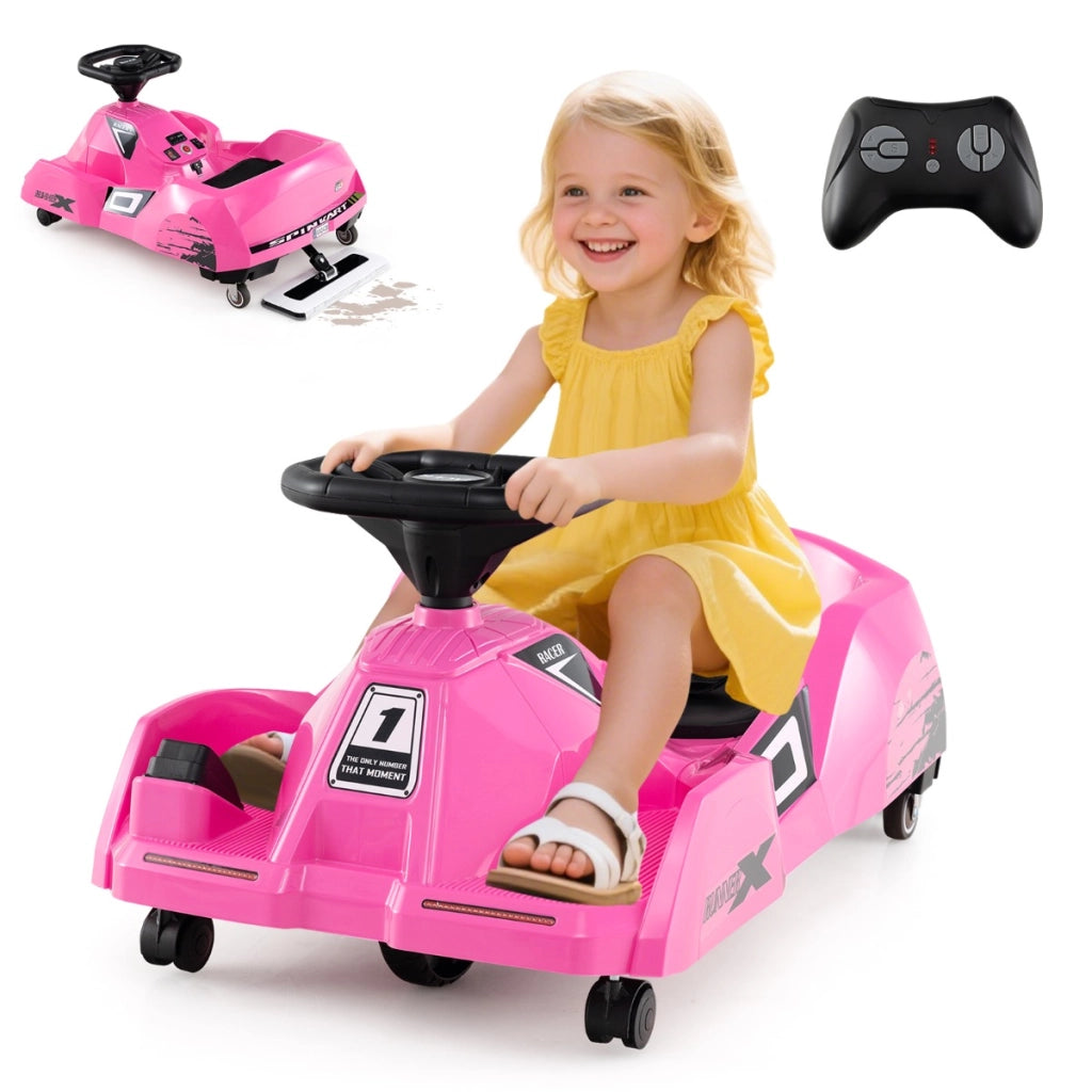 Go kart elettrico per pulizia macchina da corsa 12V con mop staccabile, Go kart elettrico telecomando a 3 velocit¨¤ Roseo-Go Kart