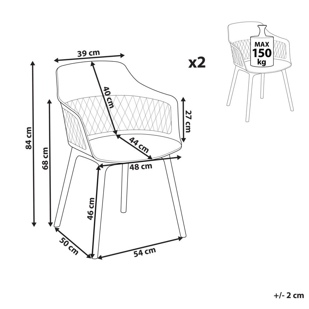 Set di 2 sedie da pranzo in materiale sintetico nero stile moderno soggiorno cucina