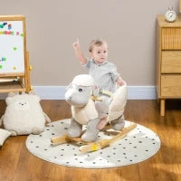 Cavallo a Dondolo per Bambini 18-36 Mesi a Forma di Pecorella con Suoni e Rivestimento Morbido, Grigio