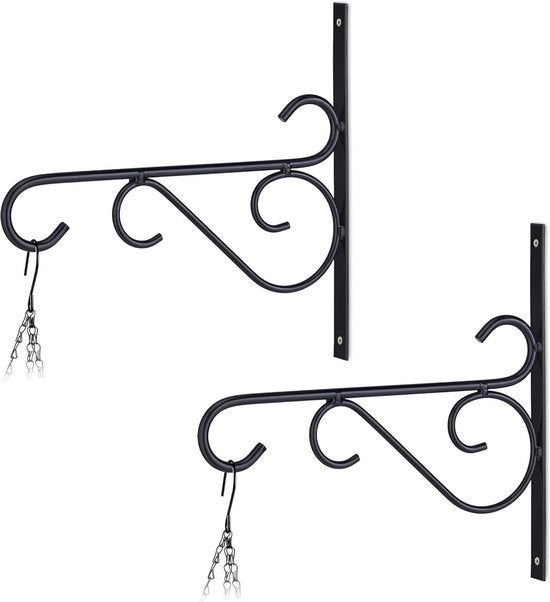 Impianto di sostegno per piante da parete da 2 - 28x295x2 cm - per piante da parete - sostegno per piante - metallo nero