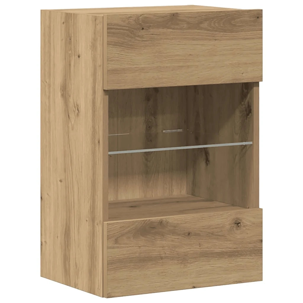 Mobili TV a Parete Luci LED 2pz Rovere Artigianale 40x30x60,5cm
