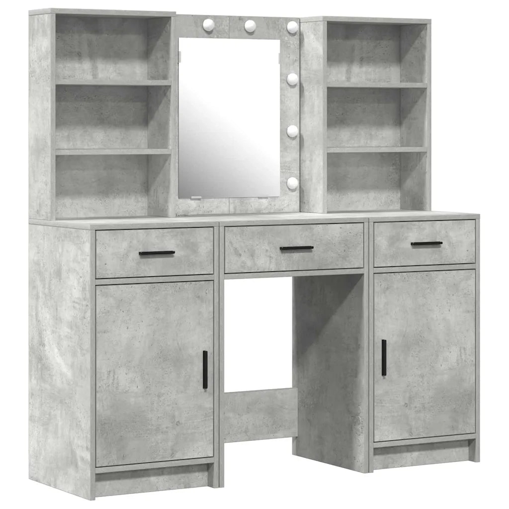 Set da tavolo da trucco con LED con porta 3 pcs Grigio cemento 3334293