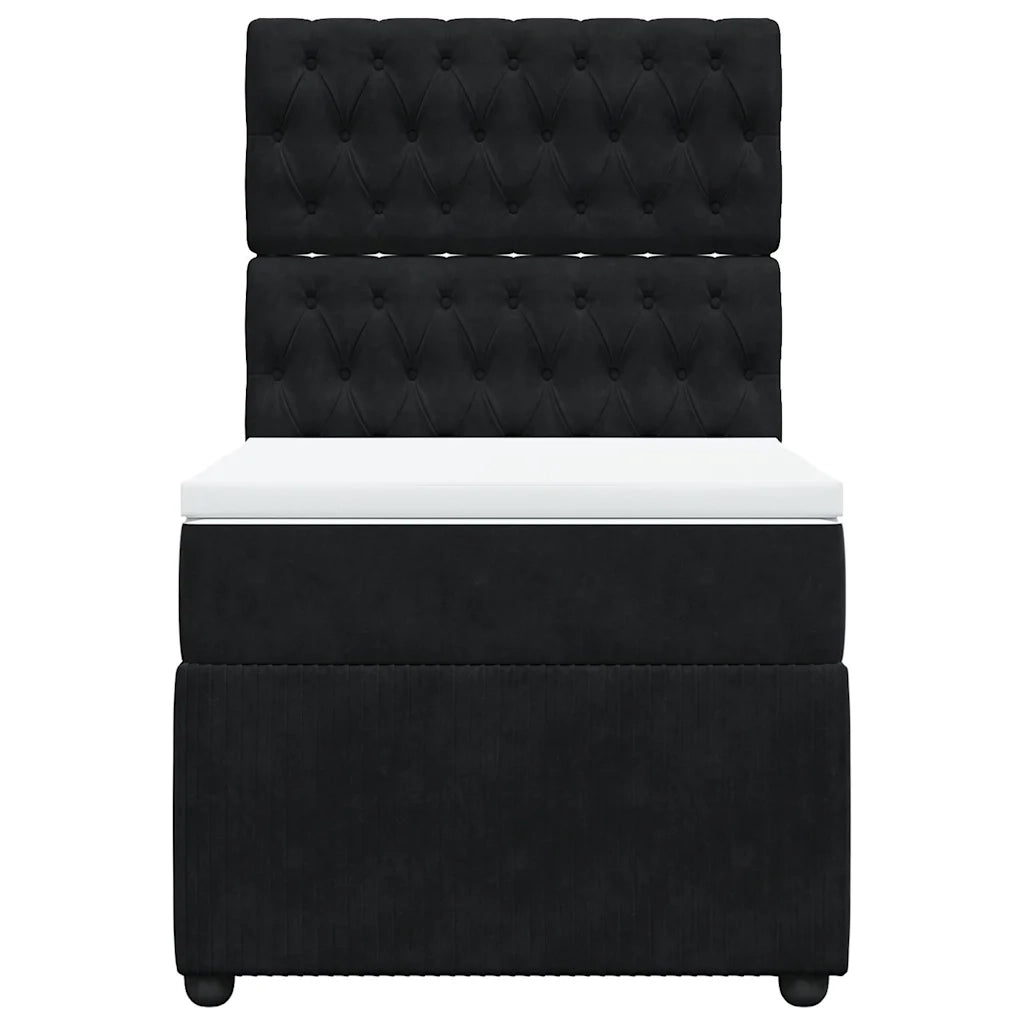 Giroletto a Molle con Materasso Nero 90x200 cm in Velluto