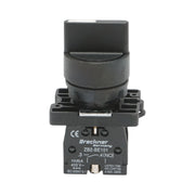 Selettore a 3 posizioni nero con blocco 2NO, 400V/10A, LAY5-ED33 Breckner Germany