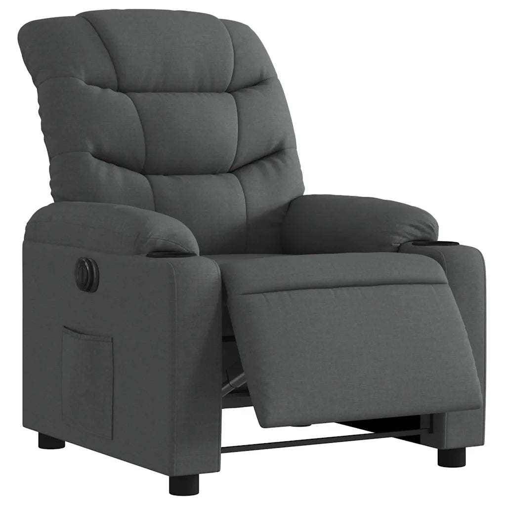 Poltrona | Sedia Relax Elettrica Reclinabile Grigio Scuro in Tessuto