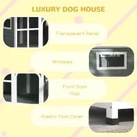 Cuccia per Cani Taglia Media da Esterno con Tetto Apribile in Legno, 101x66.5x70.5 cm, Grigio
