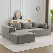 Divano angolare letto in velluto grigio ¨C zephmum ¨C 3 posti