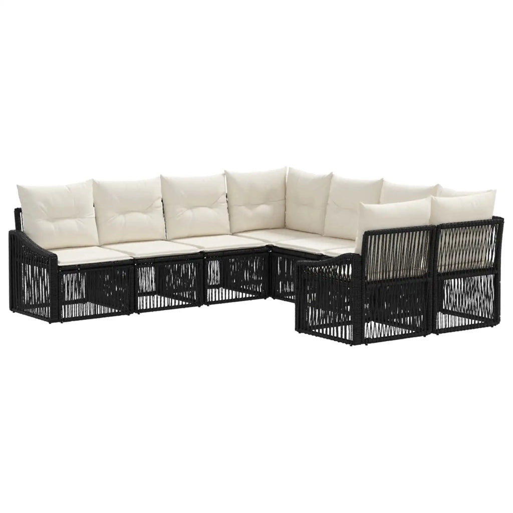 Set Divano da Giardino 8 pz 8-Numero di posti Nero polyrattan 3436198