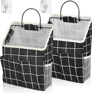 Organizzatori da parete appesi, 2 pezzi, borse da parete impermeabili, cesta di stoffa pieghevole con tasche per camera da bambini, bagno, camera da letto, ufficio, camper (nero)