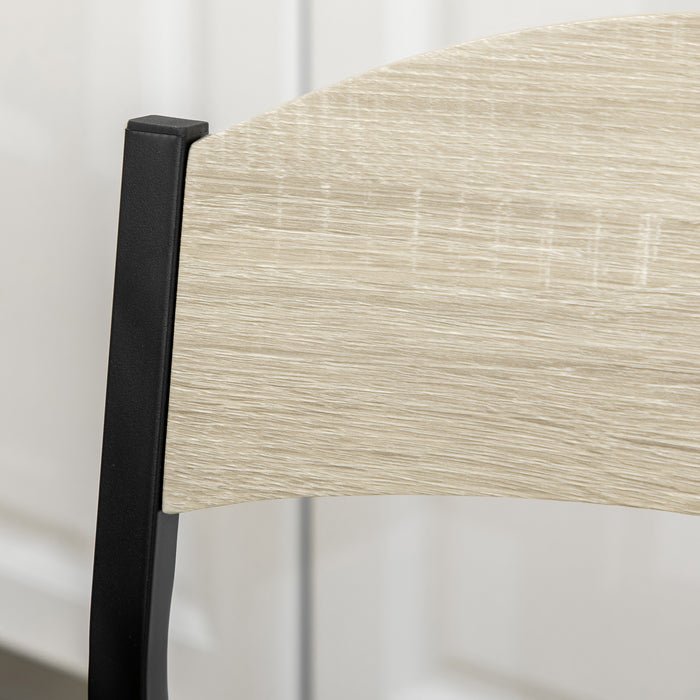 EasyComfort Set da Pranzo con Tavolo Rettangolare e 4 Sedie in Acciaio e MDF, Nero e Rovere