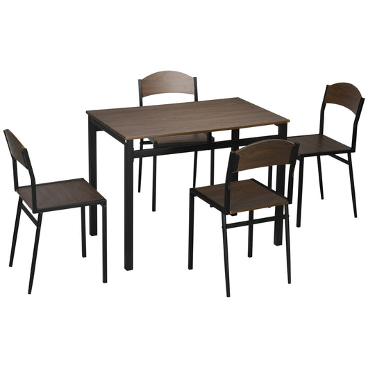 EasyComfort Set da Pranzo da 5 Pezzi con 1 Tavolo Rettangolare 100x63x76.5 cm e 4 Sedie 45x40x82 cm, in Acciaio e MDF