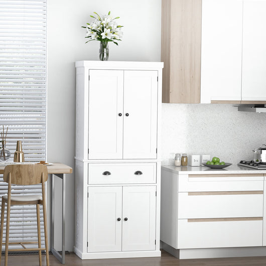 EASYCOMFORT  Mobile Cucina con Armadietto Superiore e Inferiore e Cassetto Centrale in MDF, Truciolato e Metallo, 76x40.5x184cm, Bianco