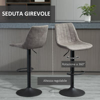 Easycomfort Set 2 Sgabelli da Bar con Schienale, Poggiapiedi e Altezza Regolabile Stile Industriale, Grigio