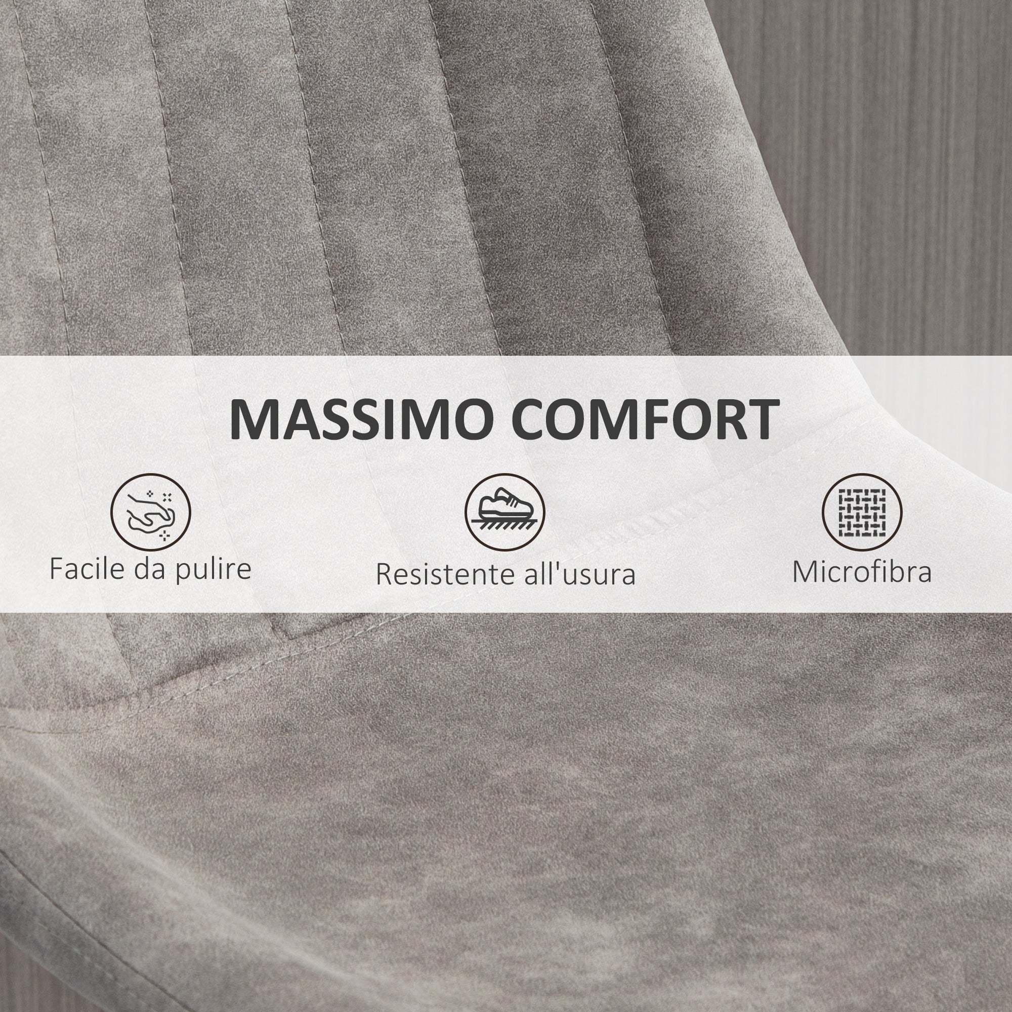 Easycomfort Set 2 Sgabelli da Bar con Schienale, Poggiapiedi e Altezza Regolabile Stile Industriale, Grigio