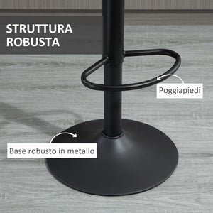 Easycomfort Set 2 Sgabelli da Bar con Schienale, Poggiapiedi e Altezza Regolabile Stile Industriale, Grigio
