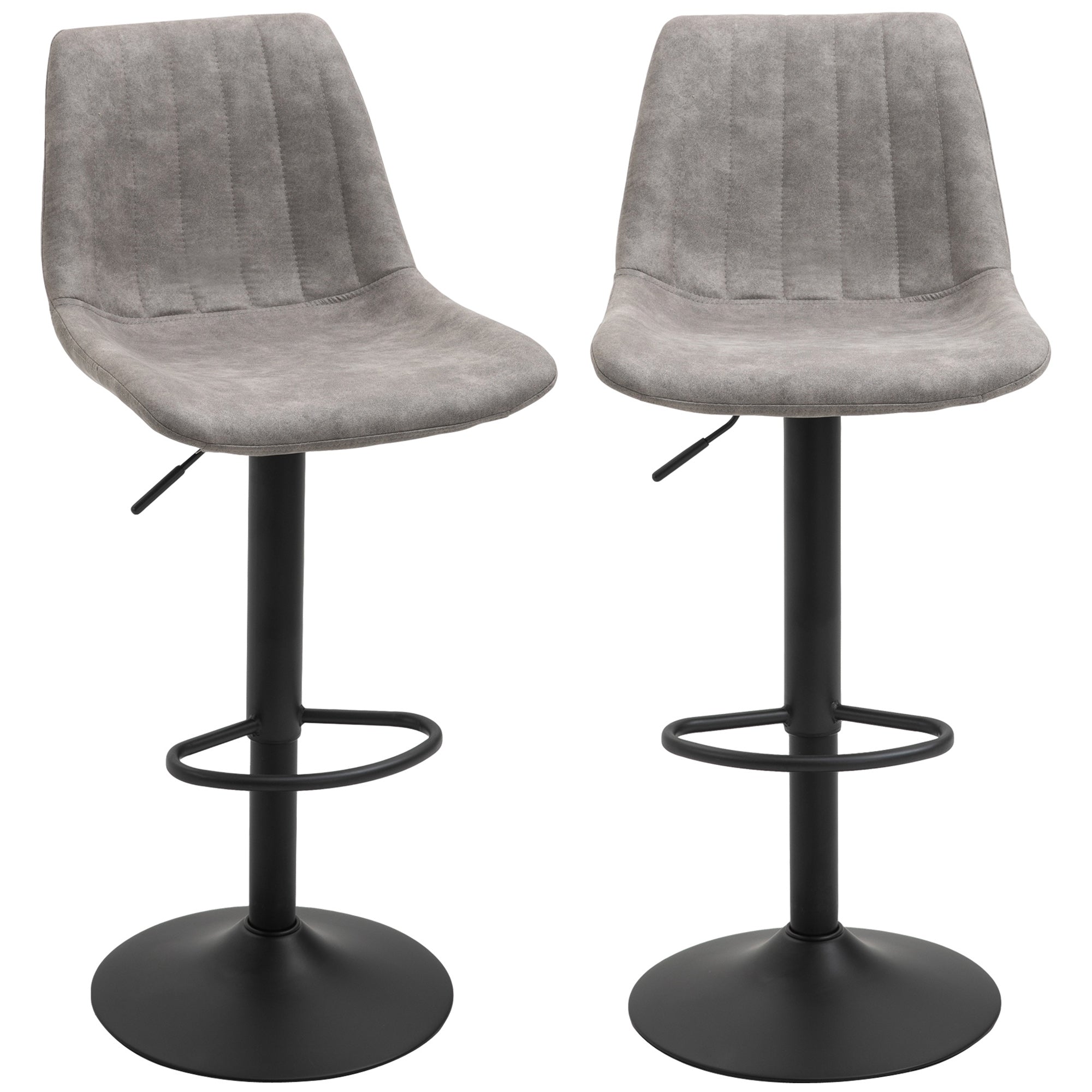 Easycomfort Set 2 Sgabelli da Bar con Schienale, Poggiapiedi e Altezza Regolabile Stile Industriale, Grigio
