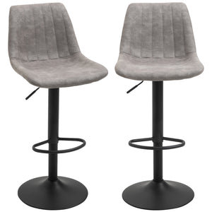 Easycomfort Set 2 Sgabelli da Bar con Schienale, Poggiapiedi e Altezza Regolabile Stile Industriale, Grigio