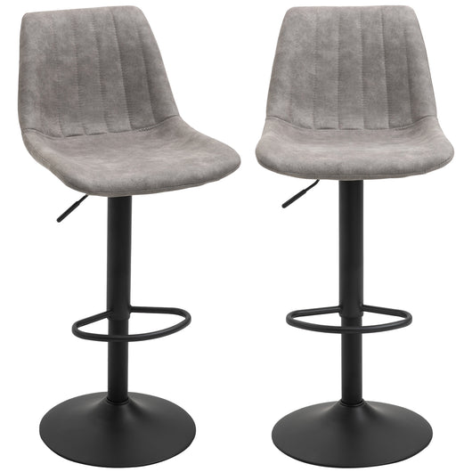 Easycomfort Set 2 Sgabelli da Bar con Schienale, Poggiapiedi e Altezza Regolabile Stile Industriale, Grigio
