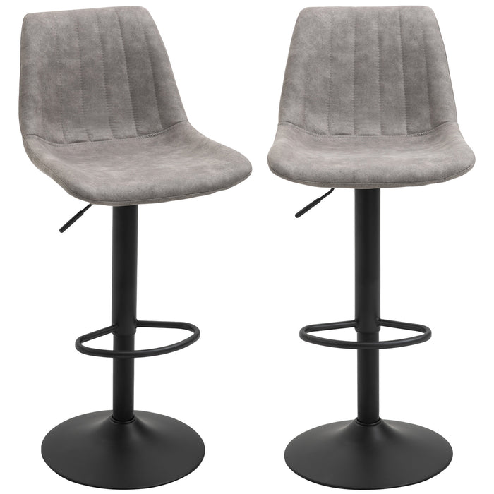 Easycomfort Set 2 Sgabelli da Bar con Schienale, Poggiapiedi e Altezza Regolabile Stile Industriale, Grigio