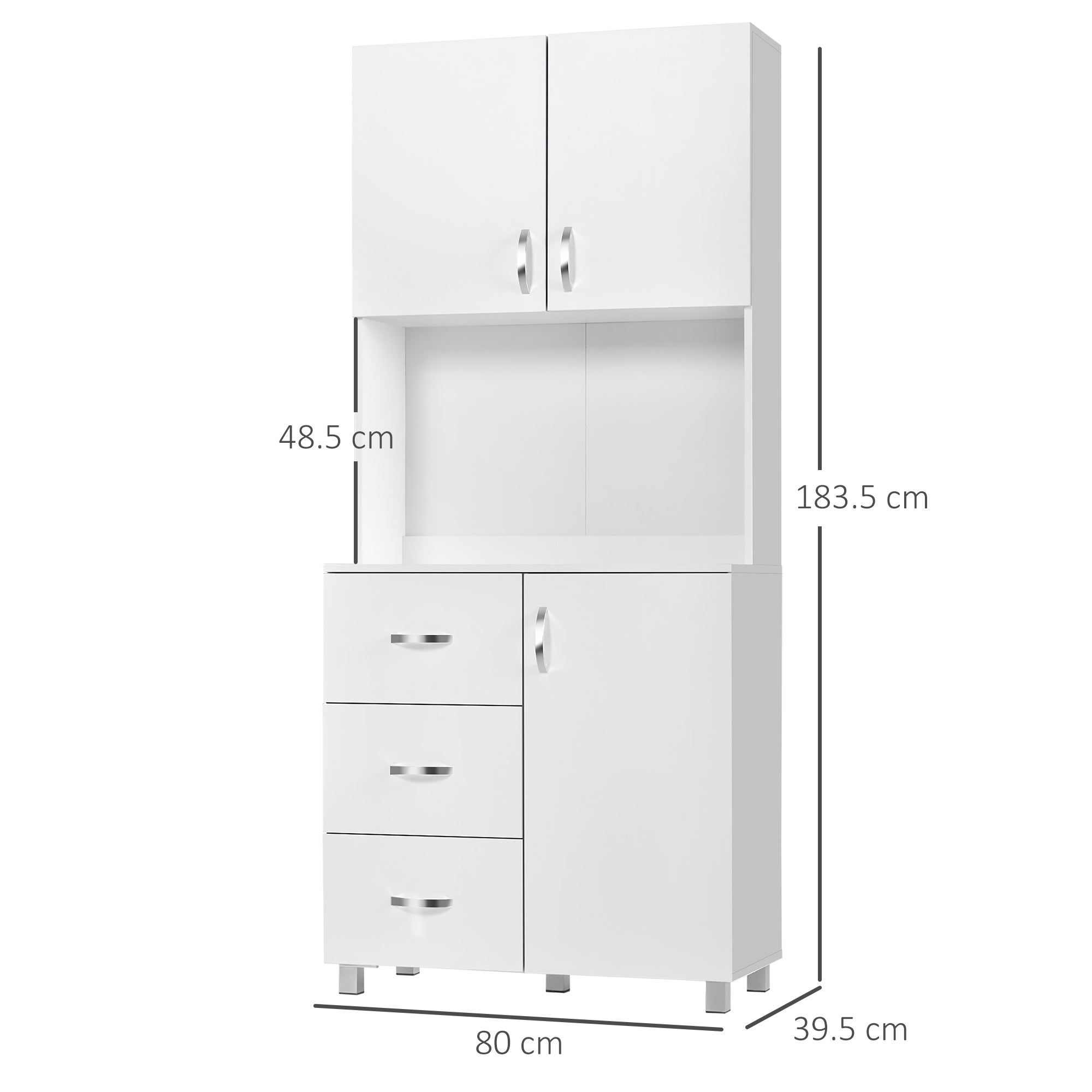 EASYCOMFORT  Credenza in Legno Bianco con 2 Armadietti 1 Ripiano Aperto e 3 Cassetti