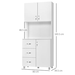 EASYCOMFORT  Credenza in Legno Bianco con 2 Armadietti 1 Ripiano Aperto e 3 Cassetti