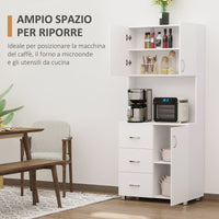 EASYCOMFORT  Credenza in Legno Bianco con 2 Armadietti 1 Ripiano Aperto e 3 Cassetti