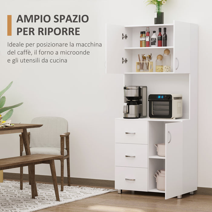 EASYCOMFORT  Credenza in Legno Bianco con 2 Armadietti 1 Ripiano Aperto e 3 Cassetti