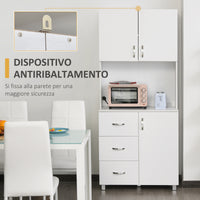EASYCOMFORT  Credenza in Legno Bianco con 2 Armadietti 1 Ripiano Aperto e 3 Cassetti