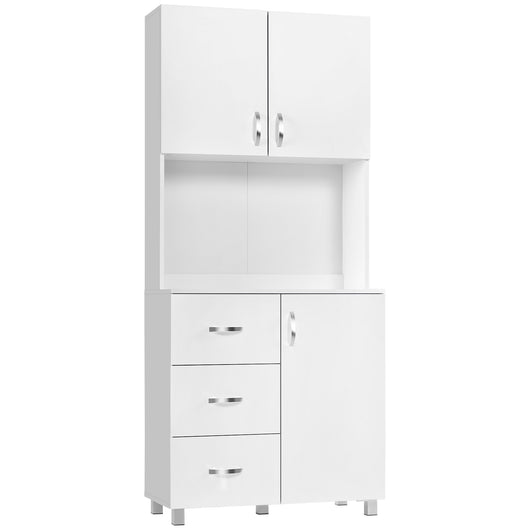 EASYCOMFORT  Credenza in Legno Bianco con 2 Armadietti 1 Ripiano Aperto e 3 Cassetti