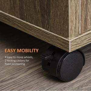 Easycomfort Mobile Cucina Multiuso con 4 Ruote, Armadietto e Ripiano per Microonde, 60.4x40.3x97cm - Grigio