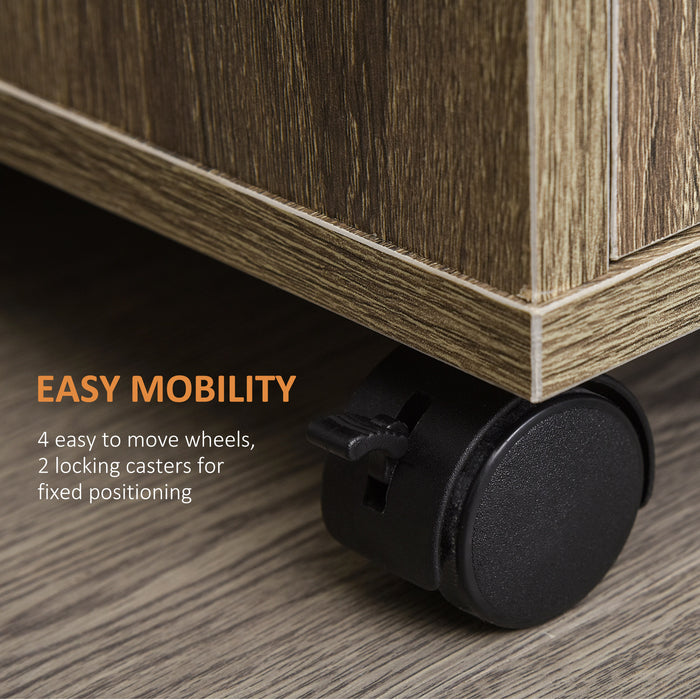 Easycomfort Mobile Cucina Multiuso con 4 Ruote, Armadietto e Ripiano per Microonde, 60.4x40.3x97cm - Grigio