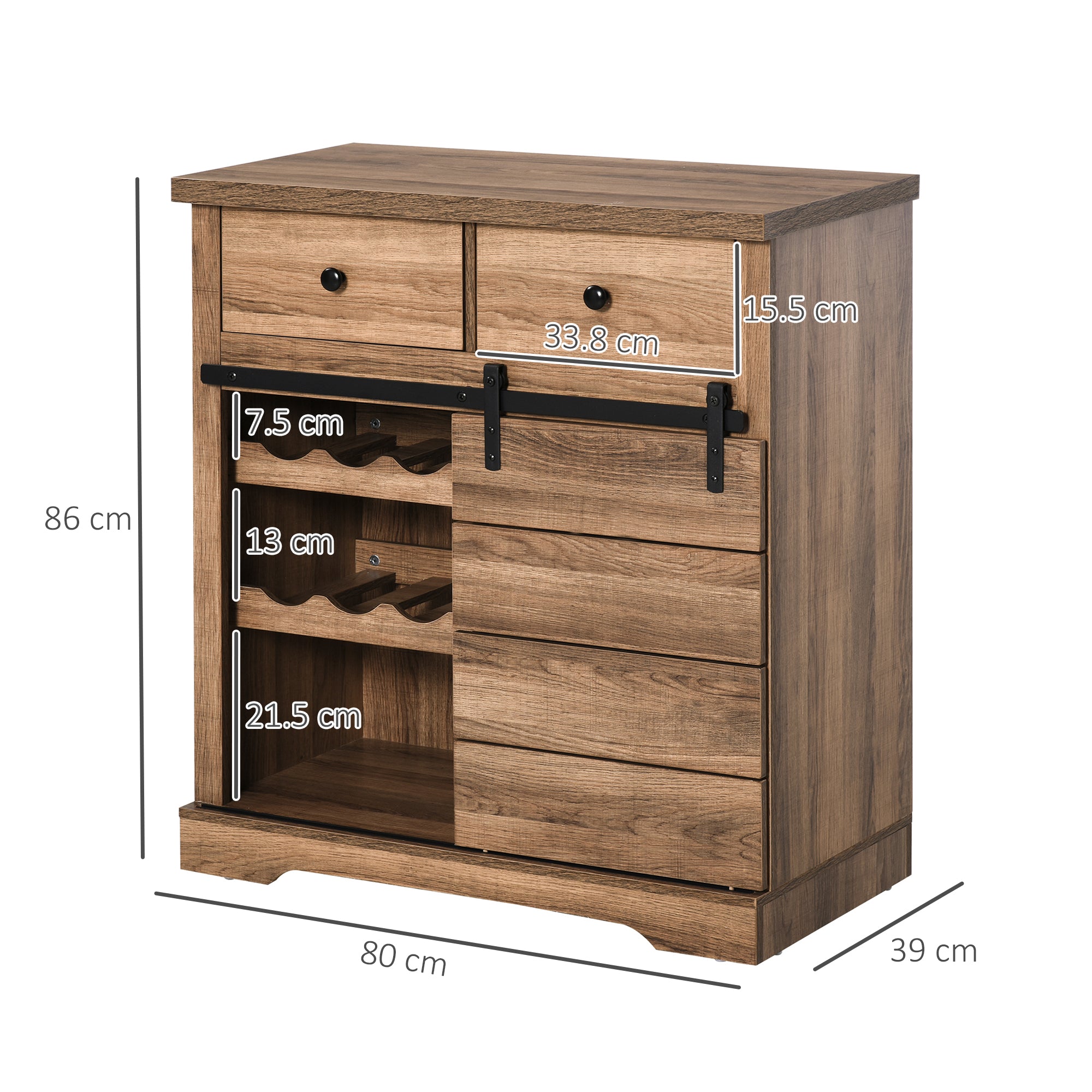 Easycomfort Credenza da Cucina in Stile Industriale, Dispensa per Sala da Pranzo, Cassettiera da Soggiorno Vintage 80x39x86cm